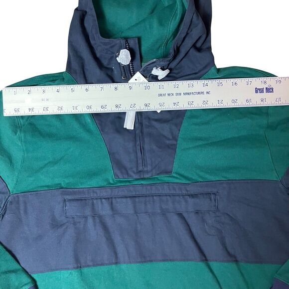 J Crew Anorak Hoodie Mens M Green Navy Colorblock Rugby Sporty Casual BN432 READ - Picture 6 of 15